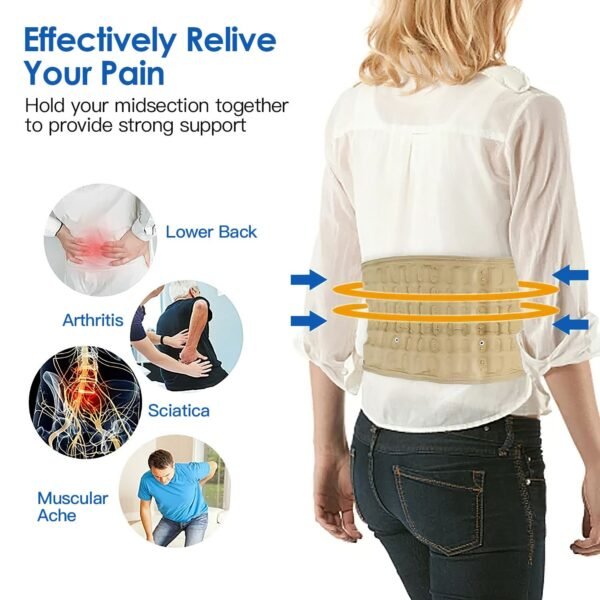 Decompression Back Belt Lumbar Spine Support Lower Back Air Traction Device with Hand Pump Extension Pad for Men Women Pain Relief Fit For All Waist - Image 2