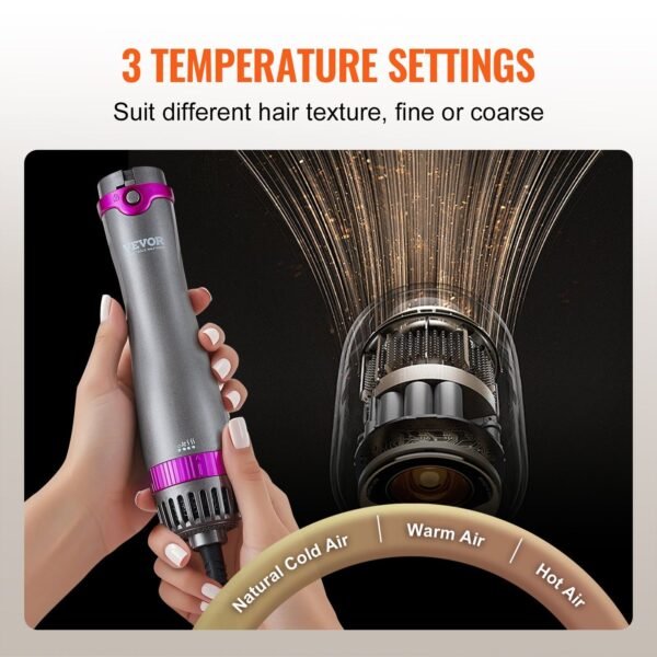 VEVOR Hair Dryer Brush 5-in-1 Hot Hair Styler Upgraded Negative Ion for Curling - Image 5