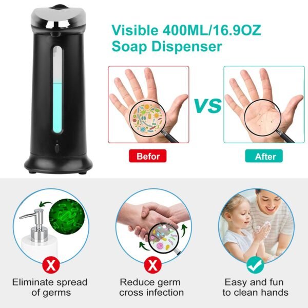 Automatic Soap Dispenser 16.9OZ Anti-slip Sensor Refillable Hand Gel Desktop Dispenser 2 Drop Volume Adjustment - Image 4