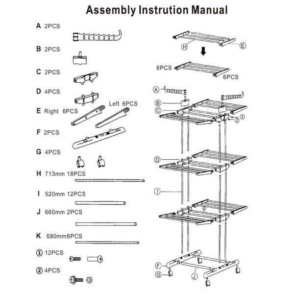 Clothes Drying Rack Rolling Collapsible Laundry Dryer Hanger Stand Rail Shelve Wardrobe Clothing Drying Racks - Image 7