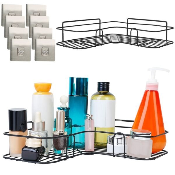 2Pcs Corner Shower Caddy Shelves Wall Mounted Basket Rack Bathroom Shampoo Holder Storage Organizer - Image 12