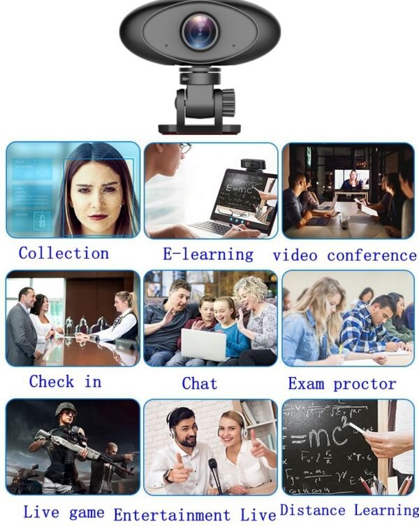 HD 1080P Webcam Noise Reducing Microphone Widescreen Rii RC100 USB Computer Desktop Camera for Video Calling Streaming Recording Conferencing Gaming 360° Rotat Low-Light Correction - Image 4