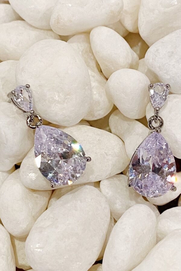 Crystal Clear Teardrop Earrings - Image 3