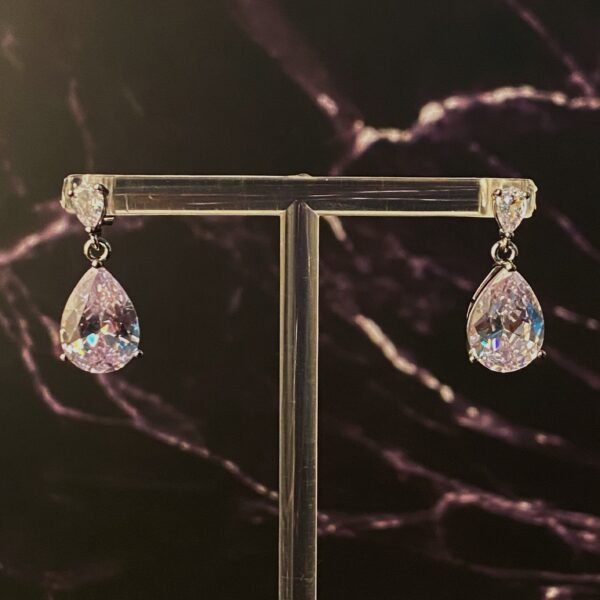 Crystal Clear Teardrop Earrings - Image 5