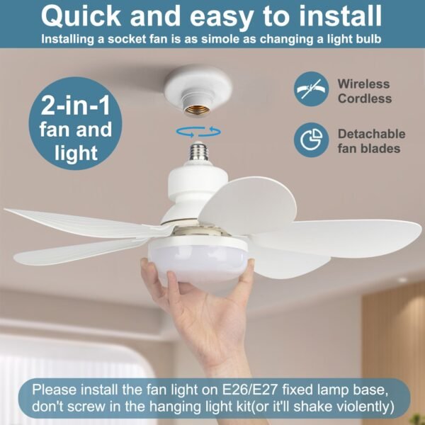 Wireless Socket Fan Light - Image 2