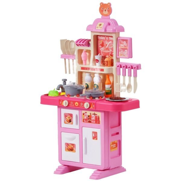 VEVOR Kitchen Playset Kids Pretend Cooking Play Toy 48 Piece Accessories Pink - Image 7