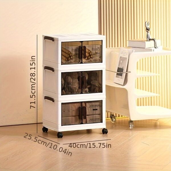 1pc multi-layer foldable open storage cabinet for home living room high-looking storage box dormitory wheeled multi-layer book snack storage locker