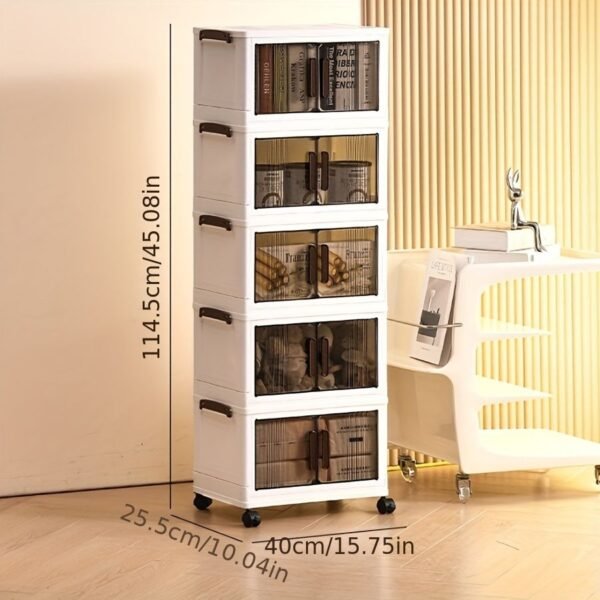 1pc multi-layer foldable open storage cabinet for home living room high-looking storage box dormitory wheeled multi-layer book snack storage locker - Image 23