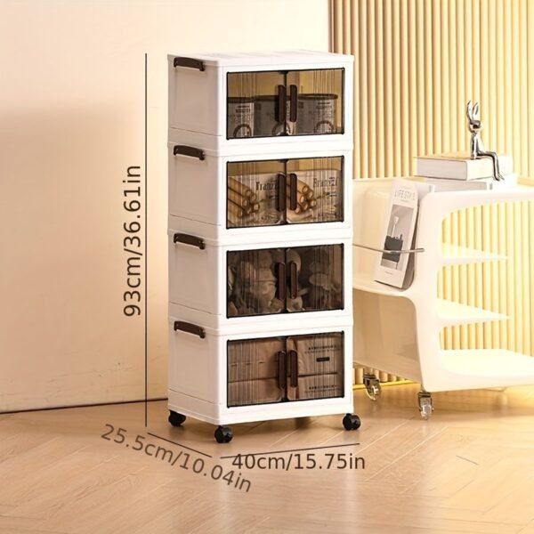 1pc multi-layer foldable open storage cabinet for home living room high-looking storage box dormitory wheeled multi-layer book snack storage locker - Image 12