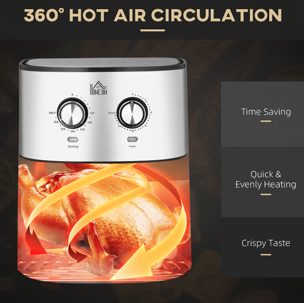 W2225141034  6.9qt Air fryer 85% less oil or low fat cooking 1700W electric oven 400F split oil filter 360° air circulation timing and non-stick pan, intelligent oil-free cooking air frying, baking - Image 7