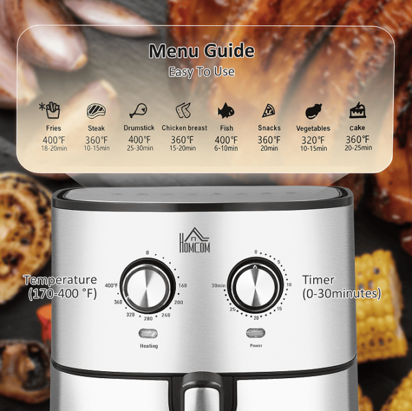 W2225141034  6.9qt Air fryer 85% less oil or low fat cooking 1700W electric oven 400F split oil filter 360° air circulation timing and non-stick pan, intelligent oil-free cooking air frying, baking - Image 8