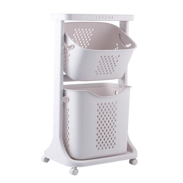 Multi-functional Organizing Shelving Bathroom Sorting Dirty Laundry Basket Plastic Large Mobile Storage Basket - Image 6