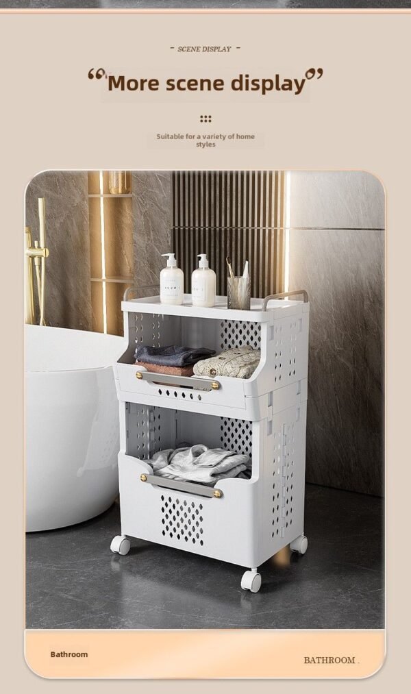 Laundry Basket Bathroom Foldable Dirty Clothes Storage Basket Wall Hanging Shelf - Image 4