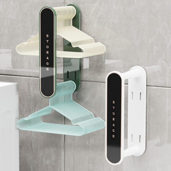 Wall-Mounted Retractable Coat Rack Storage Rack Without Holes - Image 3