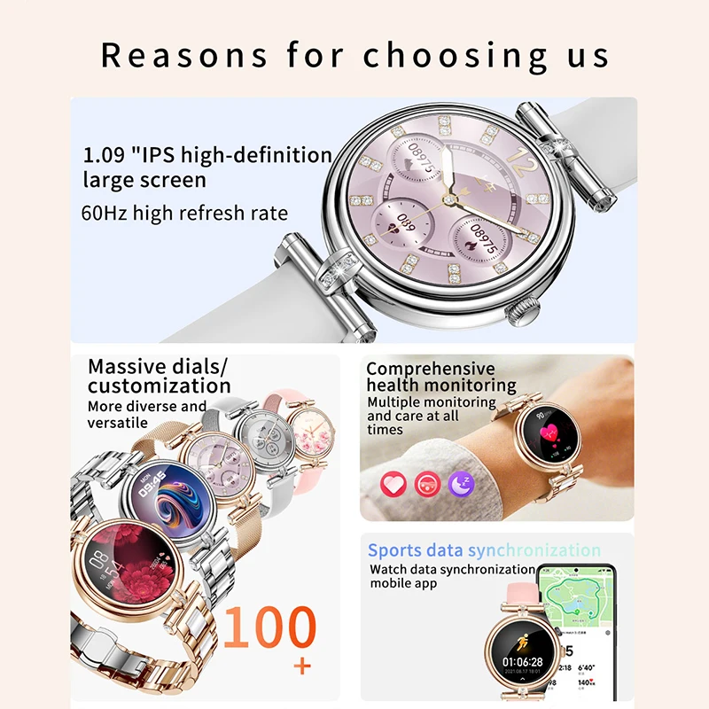 AK62 Women's Smartwatch 1.09" HD Fitness Tracker - Image 3