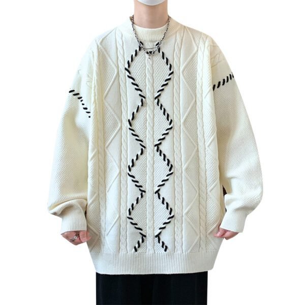 Men's Round Neck Trendy Sweater with Woolen Inner - Image 5