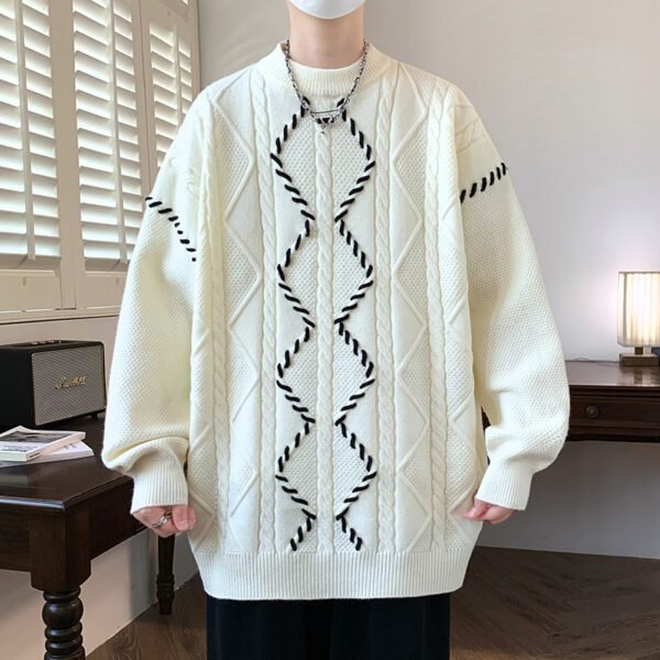 Men's Round Neck Trendy Sweater with Woolen Inner - Image 7