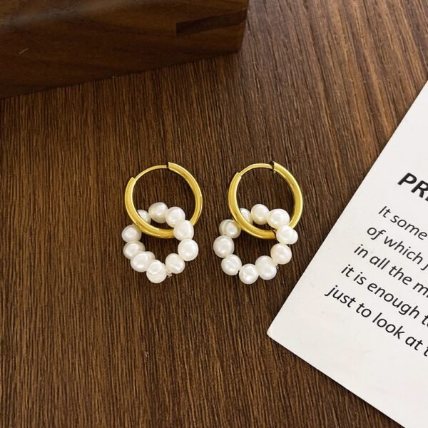Retro French Luxury Detachable Freshwater Pearl Earrings - Image 3