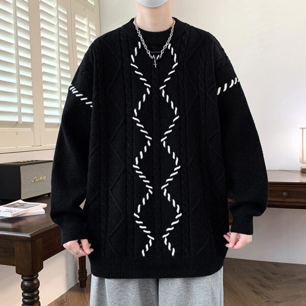 Men's Round Neck Trendy Sweater with Woolen Inner - Image 6