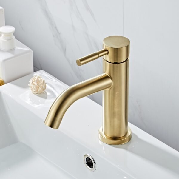 Brushed Gold Faucet - Minimalist Basin Tap - Image 2