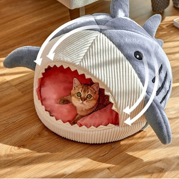 Warm Shark Pet Nest for Cats and Dogs - Image 3