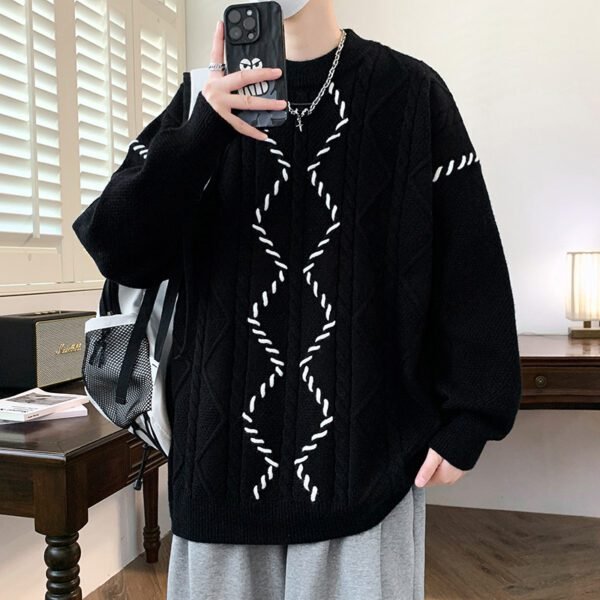 Men's Round Neck Trendy Sweater with Woolen Inner - Image 2