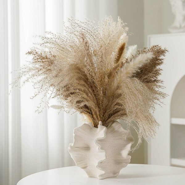 White Ceramic Frosted Vase with Hydroponic Flowers - Image 2
