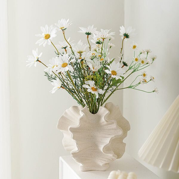 White Ceramic Frosted Vase with Hydroponic Flowers