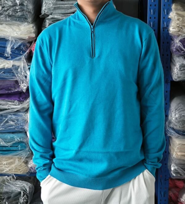 Men's Zipper Stand up Collar Sweater Wool Men's Warm Sweater - Image 13