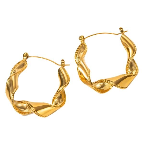 Rusty Steel Wavy Gold Earrings for Women - Image 5