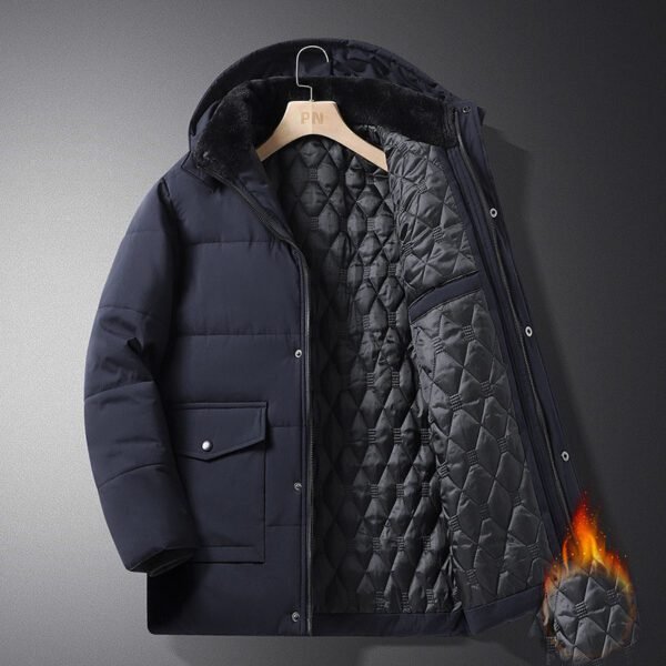 Men’s Winter Hooded Coat with Velvet and Cotton - Image 5