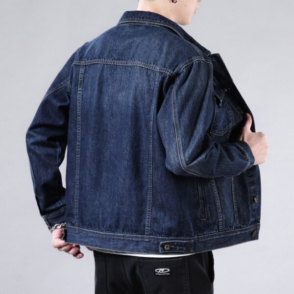 Men's Korean Solid Color Denim Jacket – Casual, Plus Size - Image 4