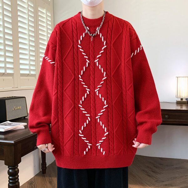 Men's Round Neck Trendy Sweater with Woolen Inner - Image 8