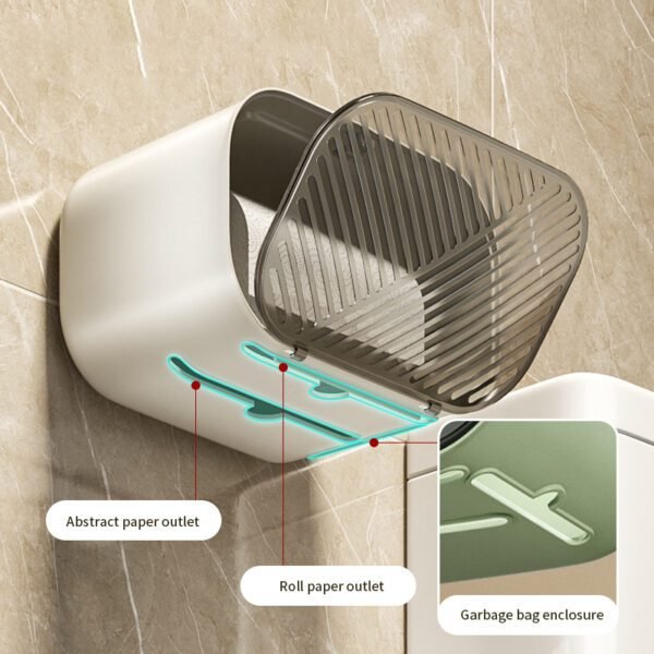 No punching wall-mounted tissue box toilet rolls paper torage box - Image 7