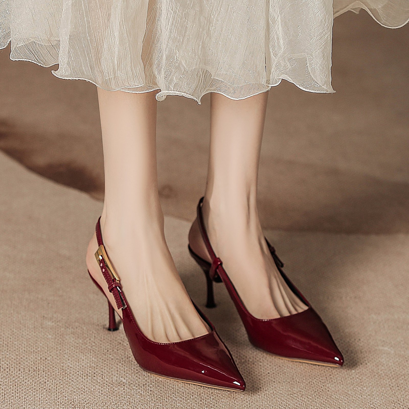 Women's High Heel Pointed Toe Ankle Strap Pumps - Image 2