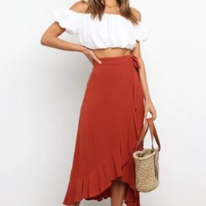 Self-Tie Asymmetric Skirt