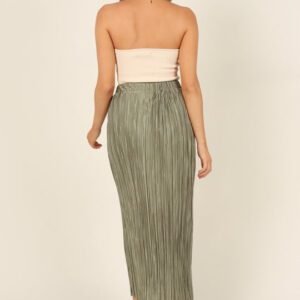 Alternative view of Elastic Waist Pleated Skirt – Mid-Length, Split Design
