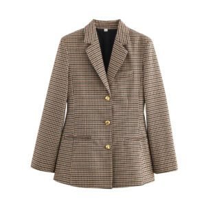 Plaid Long Sleeve Blazer