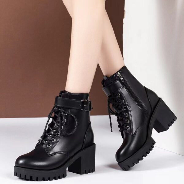 Lace-Up Round Toe Women's Martin Boots - Image 2