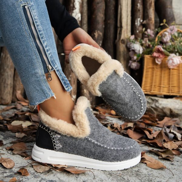 Warm snow boots, flat-soled, furry cotton shoes - Image 7