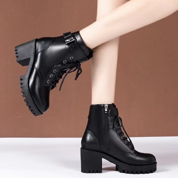 Lace-Up Round Toe Women's Martin Boots - Image 4