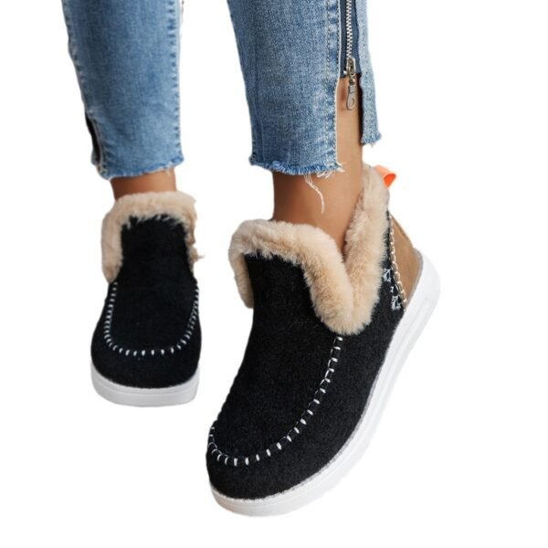 Warm snow boots, flat-soled, furry cotton shoes - Image 5