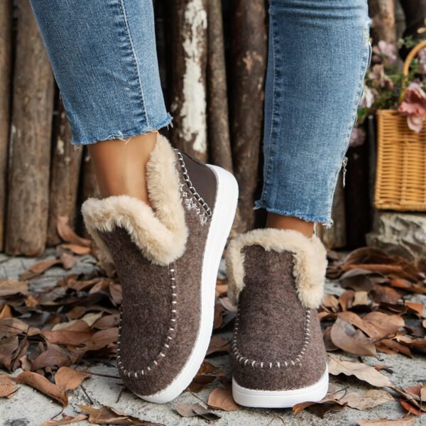 Warm snow boots, flat-soled, furry cotton shoes - Image 6