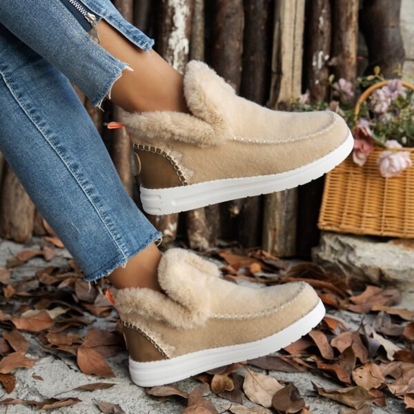 Warm snow boots, flat-soled, furry cotton shoes - Image 4