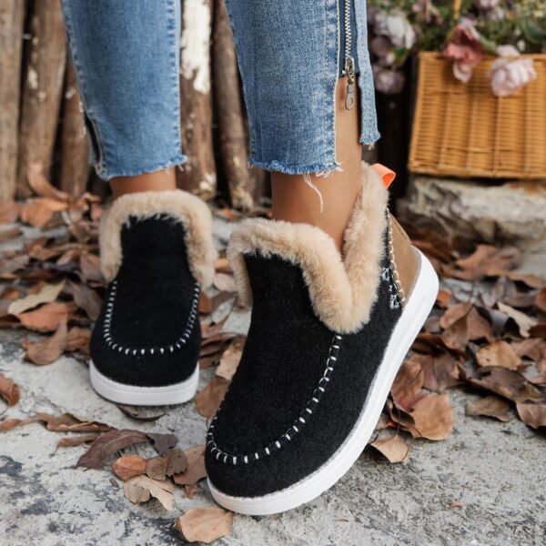 Warm snow boots, flat-soled, furry cotton shoes - Image 2