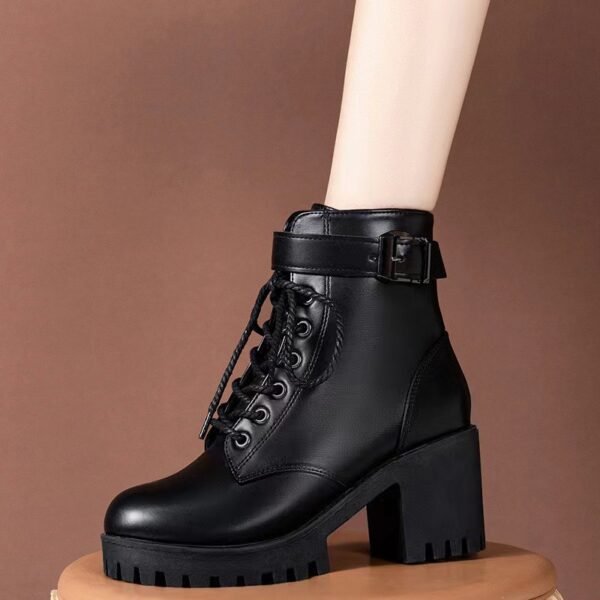 Lace-Up Round Toe Women's Martin Boots - Image 3