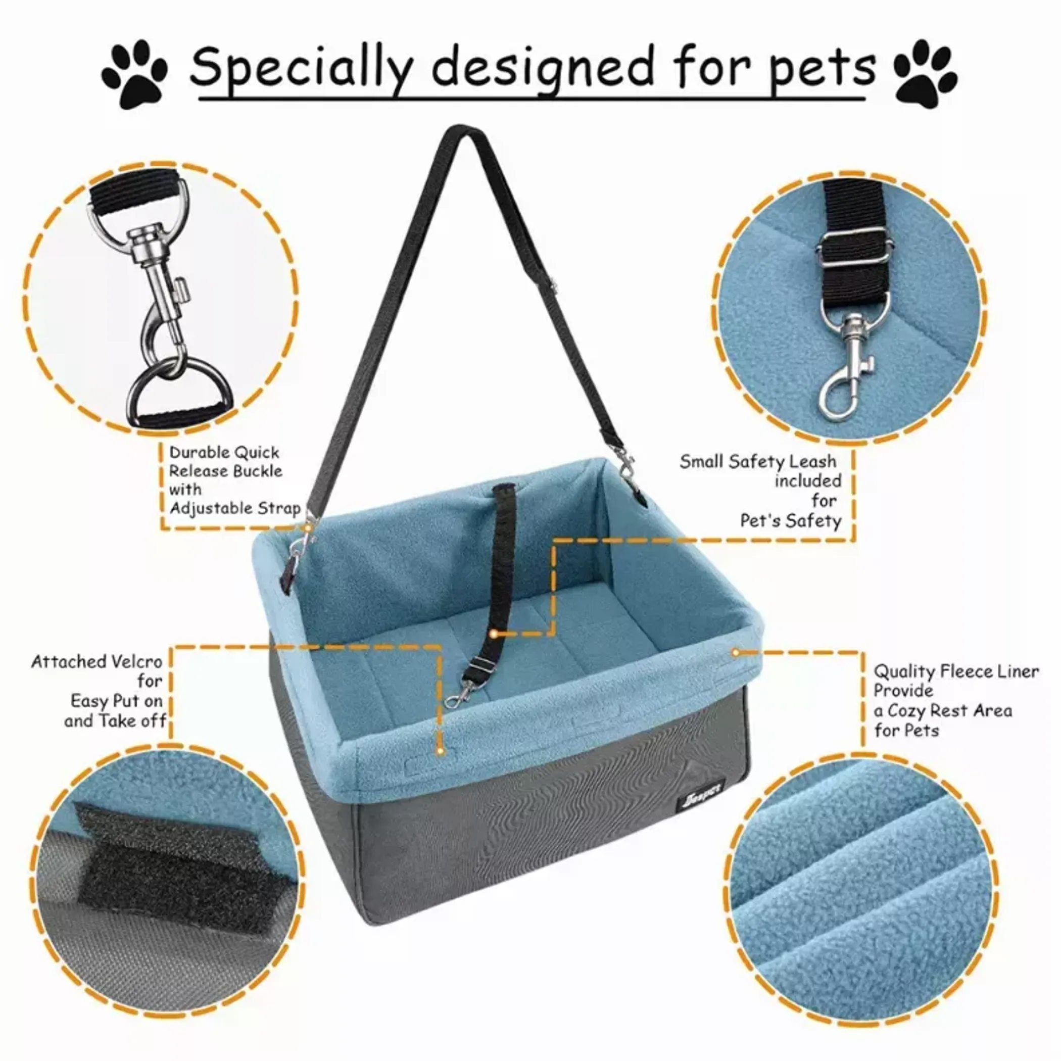 Dog Booster Car Seat for Small Dogs Portable Pet Travel Seat Carrier - Image 3
