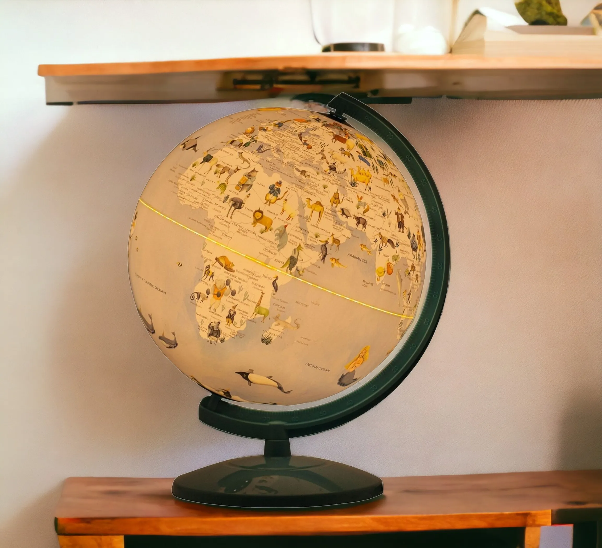 LED Acrylic World Globe with Animals Night Light Decor - Image 2