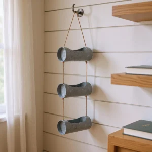 Galvanized Metal Three Tier Hanging Planter