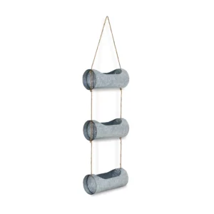 Alternative view of Galvanized Metal Three Tier Hanging Planter